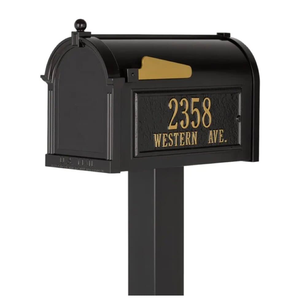 Whitehall premium cast aluminum mailbox with ornate post in Chicagoland