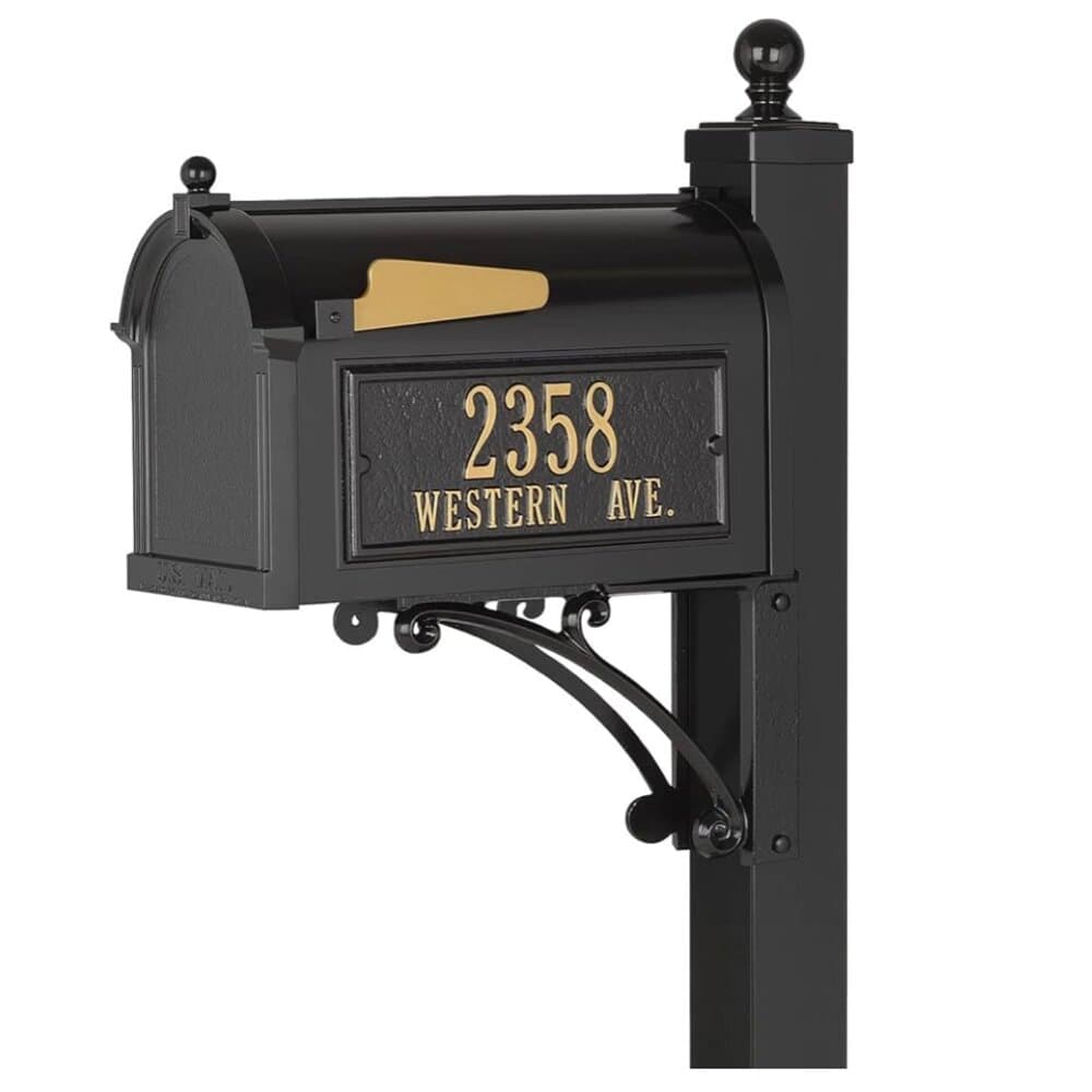 Capitol cast aluminum mailbox with decorative post installed in Chicagoland