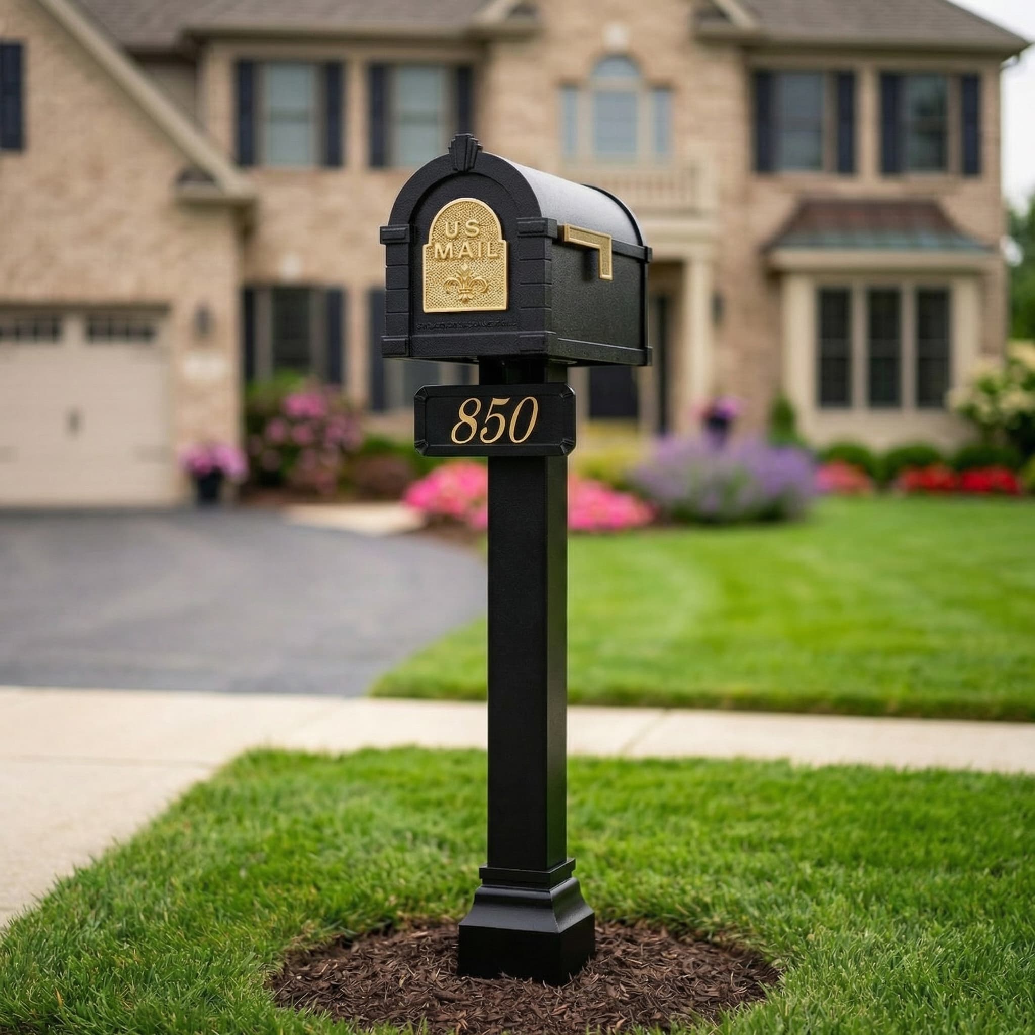 Keystone Standard cast aluminum mailbox on post installed in Chicago suburb