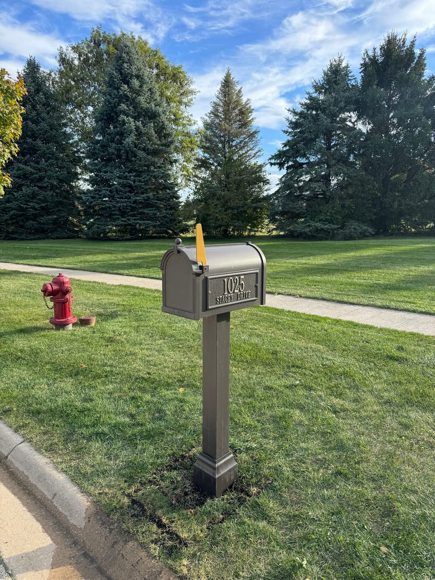 Capitol style cast aluminum mailbox installation in Naperville, IL