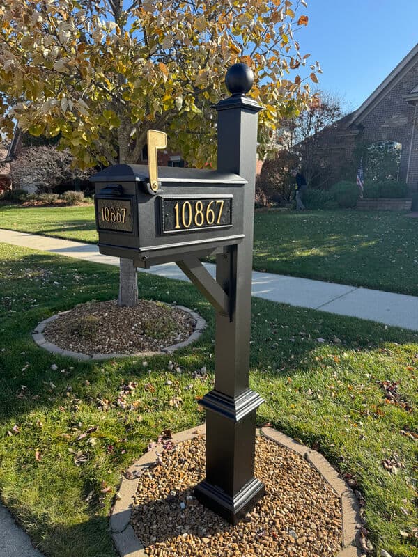 Professional mailbox installation in a Chicago suburb — classic post-mounted style